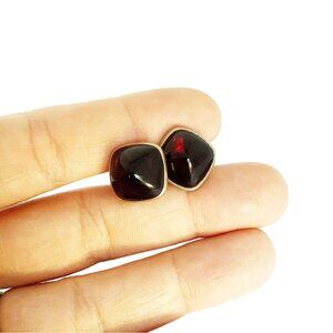 Deep Red Cufflink Classic Pointy Top Design Glass Stones Gold Tone Men Accessory